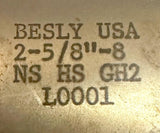 Besly 2-5/8"-8 Hand Tap 6 Flute USA NS HS GH2 L0001