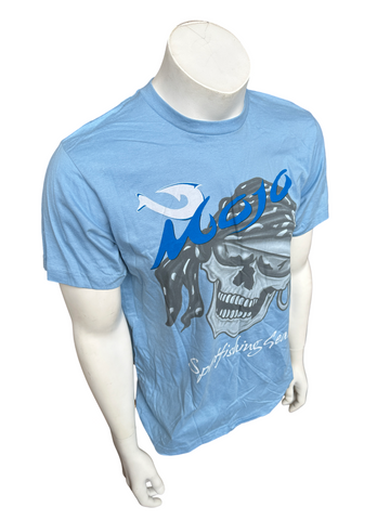 Mojo Sportfishing Gear Men's Blue Short Sleeve Skull Shirt Size Medium