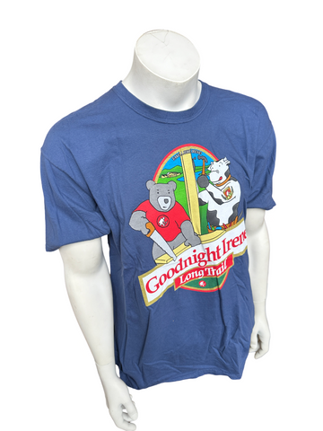 Comfort Colors Men's Goodnight Irene Long Trail Bear & Cow Blue Shirt Size Large