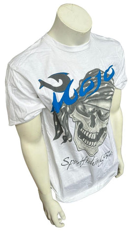Mojo Sportfishing Gear Men's White Short Sleeve Pirate Skull Shirt Size Large