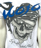 Mojo Sportfishing Gear Men's White Short Sleeve Pirate Skull Shirt Size Large