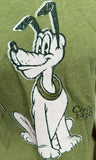 Disney Men's Pluto Circa 1930 Dog Graphic Green Short Sleeve Shirt Size Large