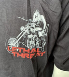 Lethal Threat Men's Motorcycle Bikes & Babes Black Short Sleeve Shirt Size Large