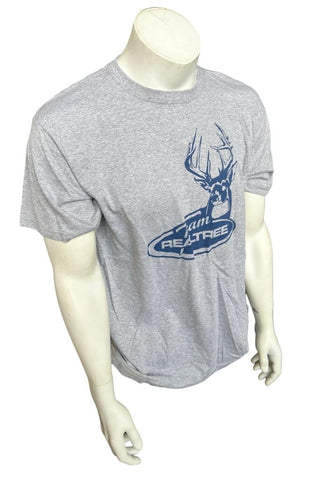 Anvil Men's Team RealTree Deer Graphic Gray Short Sleeve Shirt Size Large