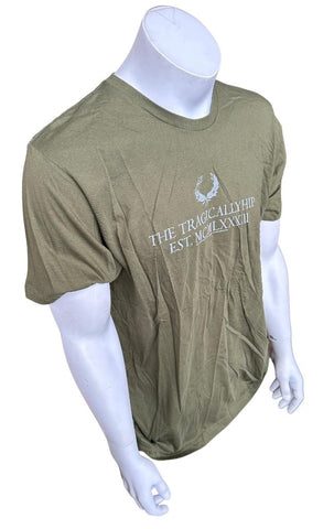 Tultex Men's The Tragically Hip Est. MCMLXXXIII Brown Short Sleeve Shirt Large