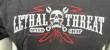 Lethal Threat Men's Speed Shop Motorcycle Hot Rod Black Shirt Size Medium