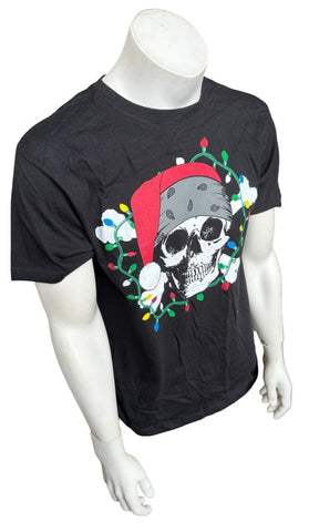 Anvil Men's Bret Michaels Pets Rock Holiday Christmas Skull Black Shirt Medium