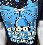 Futurama Men's Bender Army Graphic Black Short Sleeve Shirt Size Large