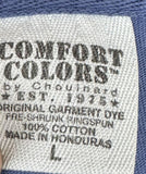 Comfort Colors Mens Goodnight Irene Long Trail Bear & Cow  Blue Shirt Size Large