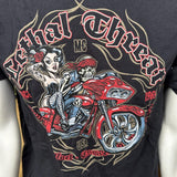 Lethal Threat Men's Motorcycle Club Chopper Black Short Sleeve Shirt Size Large
