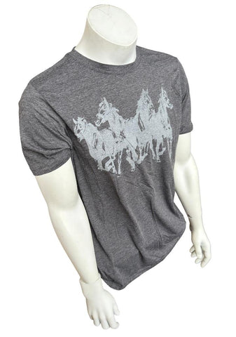 Next Level Men's Mumford & Sons Horses Graphic Gray Shirt Short Sleeve Large