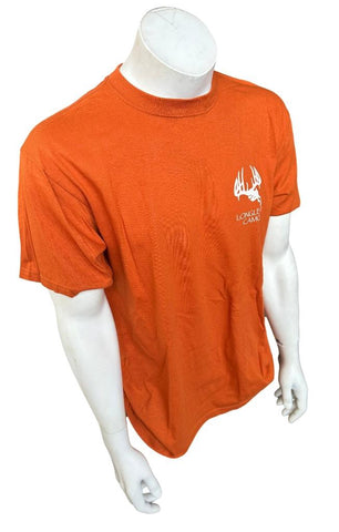 Anvil Men's LongLeaf Camo Antler Graphic Orange Short Sleeve Shirt Size Large