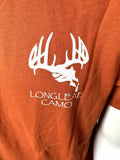 Anvil Men's LongLeaf Camo Antler Graphic Orange Short Sleeve Shirt Size Large