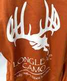Anvil Men's LongLeaf Camo Antler Graphic Orange Short Sleeve Shirt Size Large