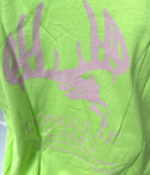 Anvil Men's LongLeaf Camo Antler Graphic Green Short Sleeve Shirt Size Large