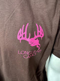 Anvil Men's LongLeaf Camo Antler Graphic Brown Short Sleeve Shirt Size Large