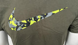 Nike Men's Dri Fit Camo Swoosh Slate Short Sleeve Shirt Athletic Cut Size Medium