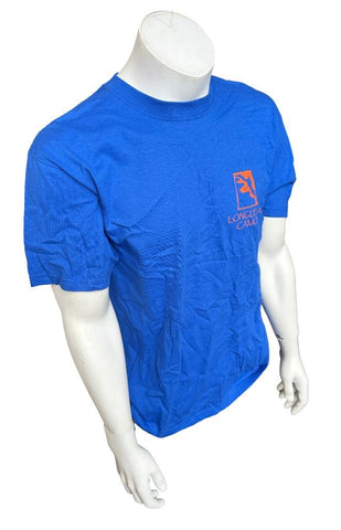 Anvil Men's LongLeaf Camo Leaf Graphic Blue Short Sleeve Shirt Size Large