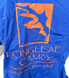 Anvil Men's LongLeaf Camo Leaf Graphic Blue Short Sleeve Shirt Size Large