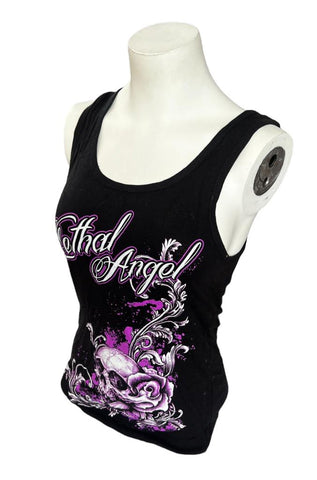 Bella Women's Lethal Angel Skull Graphic Black Tank Top Size Small