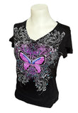 Next Level Women's Lethal Angel Butterfly Graphic Black Shirt Size Medium