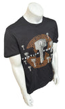 Canvas Men's Vertical Horizon Band Key Lock Black Short Sleeve Shirt Size Large