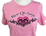 Anvil Women's River City Gang Graphic Pink Short Sleeve Band Shirt Size Small