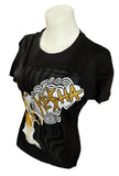 Tultex Women's Kesha Graphic Black Short Sleeve Shirt Size Large