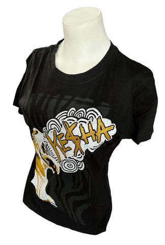 Tultex Women's Kesha Graphic Black Short Sleeve Shirt Size Large