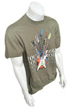 Delta Men's Rock N Roll Guitar Brown Short Sleeve Shirt Size Large