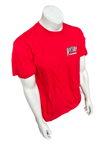 Anvil Men's Vicious Fishing USA Flag Red Short Sleeve Shirt Size Large