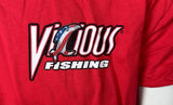 Anvil Men's Vicious Fishing USA Flag Red Short Sleeve Shirt Size Large