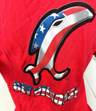 Anvil Men's Vicious Fishing USA Flag Red Short Sleeve Shirt Size Large