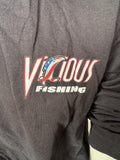 Anvil Men's Vicious Fishing USA Flag Black Long Sleeve Shirt Size Large