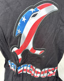 Anvil Men's Vicious Fishing USA Flag Black Long Sleeve Shirt Size Large