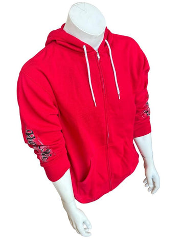Men's Harley Davidson Red Zipper Hoodie Sweatshirt Size Large