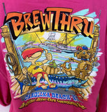 Gildan Men's Brew Thru Carolina Beach Pink Hoodie Sweatshirt Size XL