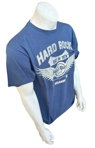 Hard Rock Cafe Men's Orlando Est 1971 Blue Short Sleeve Shirt Size Large