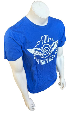 Anvil Men's Foo Fighters Graphic Blue Short Sleeve Shirt Size Medium