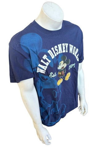 Hanes Men's Walt Disney World Mickey Mouse Blue Short Sleeve Shirt Size Large