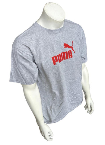 Puma Men's Puma Logo Graphic Gray Short Sleeve Shirt Size Large