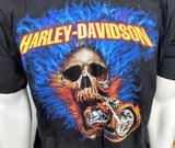 Harley Davidson Men's Skull Motorcycle Black Short Sleeve Shirt Size Large
