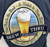 Life Men's Brew Thru Outer Banks NC 1977 Navy Shirt Short Sleeve Size Large