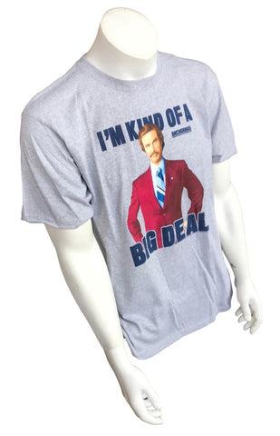 Anvil Men's Anchorman I'm Kind of a Big Deal Ron Burgundy W Ferrell Gray Shirt L