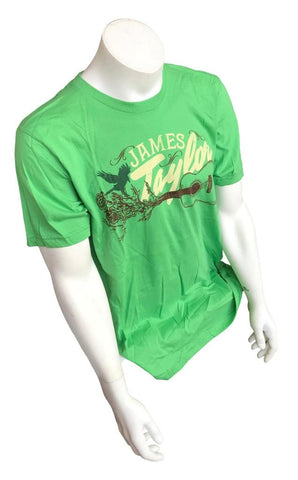 American Apparel Men's James Taylor Crow and Guitar Graphic Green Shirt Large
