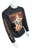 Harley Davidson Men's Motorcycle Woman Graphic Black Long Sleeve Shirt Medium