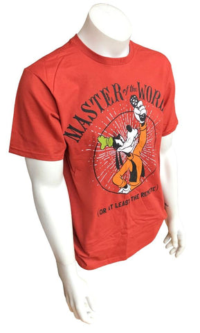 Disney Men's Goofy Master of the World Graphic Red / Orange Shirt Size Medium
