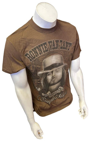 Alstyle Men's Lynyrd Skynyrd Ronnie Van Zant Brown Short Sleeve Shirt Size M
