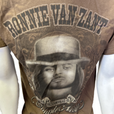 Alstyle Men's Lynyrd Skynyrd Ronnie Van Zant Brown Short Sleeve Shirt Size M
