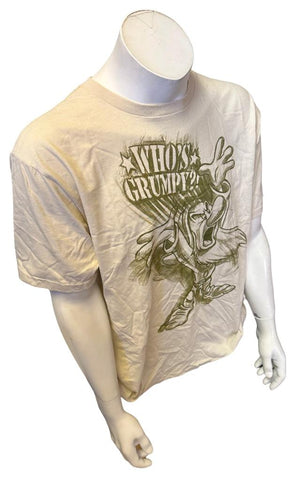 Disney Men's Who's Grumpy Snow White Tan Short Sleeve Shirt Size Large